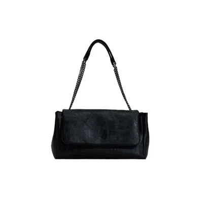 Suud Collection Women's Black Milan Chain Leather Bag