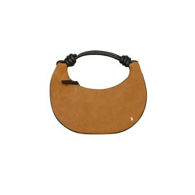 Suud Collection Women's Brown Tan Rope Knot Detail Suede Bag