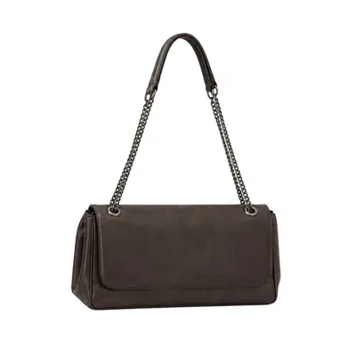 Suud Collection Women's Dark Brown Milan Chain Leather Bag