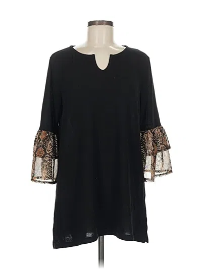Pre-owned Suzanne Betro 3/4 Sleeve Blouse In Black