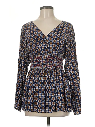 Pre-owned Suzanne Betro 3/4 Sleeve Blouse In Blue