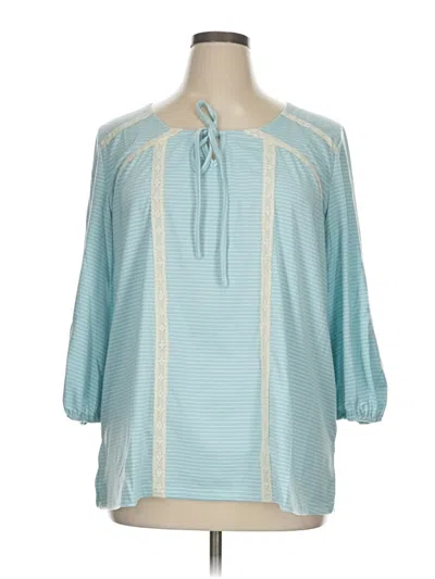 Pre-owned Suzanne Betro 3/4 Sleeve Blouse In Blue