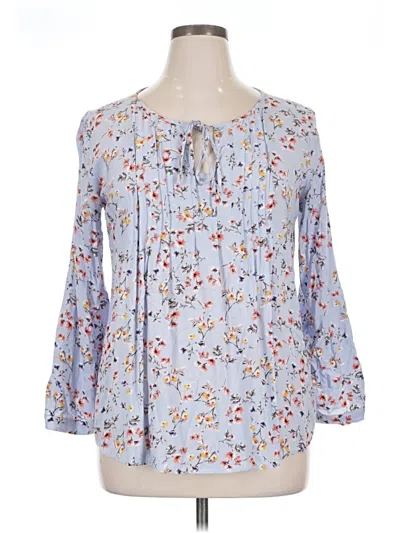 Pre-owned Suzanne Betro 3/4 Sleeve Blouse In Blue