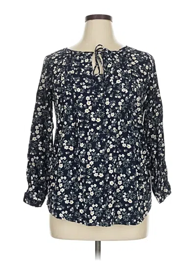Pre-owned Suzanne Betro 3/4 Sleeve Blouse In Blue