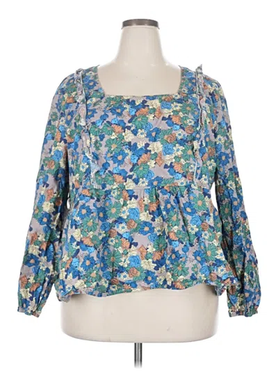Pre-owned Suzanne Betro 3/4 Sleeve Blouse In Blue