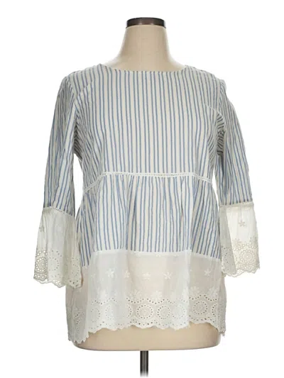 Pre-owned Suzanne Betro 3/4 Sleeve Blouse In Blue