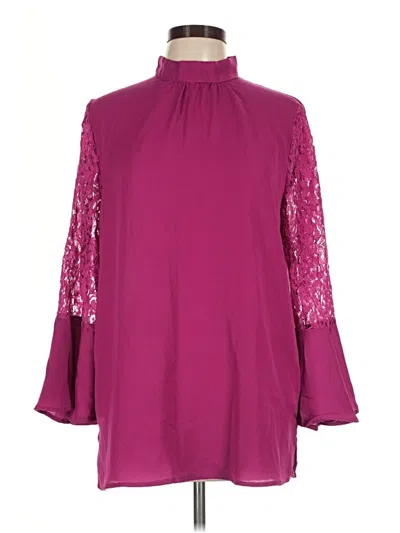 Pre-owned Suzanne Betro 3/4 Sleeve Blouse In Burgundy