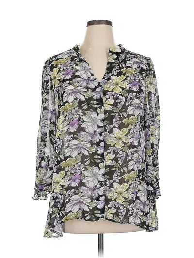 Pre-owned Suzanne Betro 3/4 Sleeve Blouse In Gray