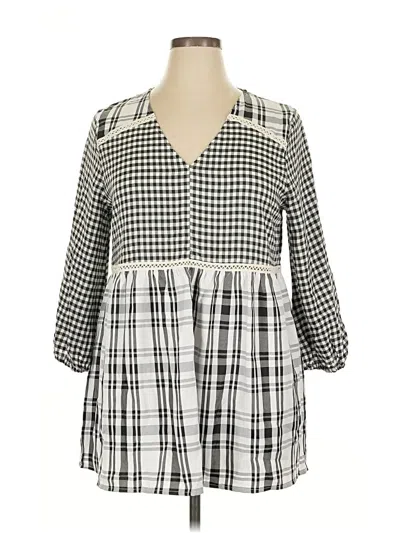 Pre-owned Suzanne Betro 3/4 Sleeve Blouse In Gray