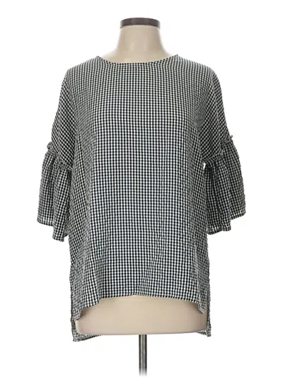 Pre-owned Suzanne Betro 3/4 Sleeve Blouse In Gray