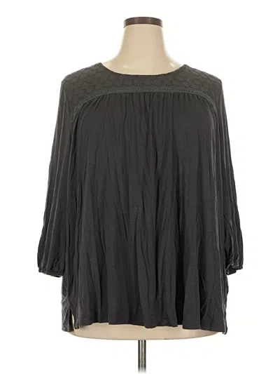 Pre-owned Suzanne Betro 3/4 Sleeve Blouse In Gray