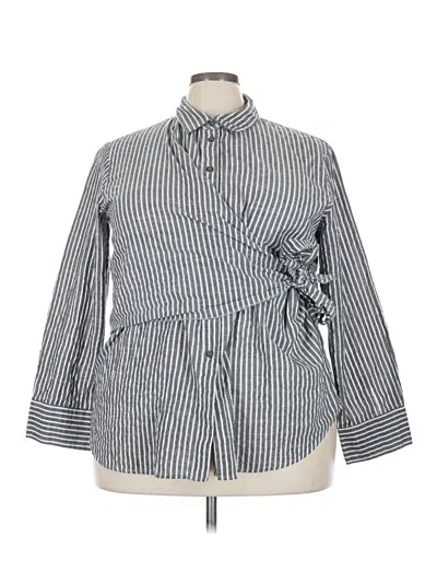 Pre-owned Suzanne Betro 3/4 Sleeve Blouse In Gray