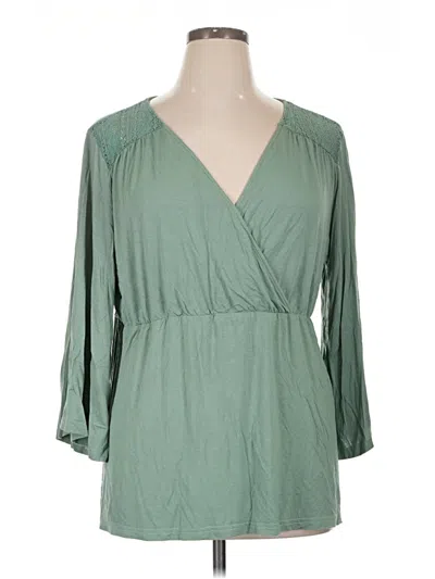 Pre-owned Suzanne Betro 3/4 Sleeve Blouse In Green