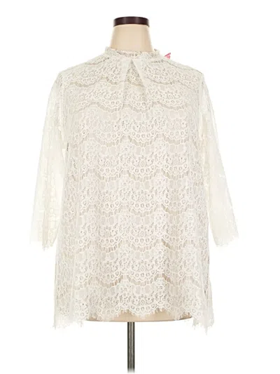 Pre-owned Suzanne Betro 3/4 Sleeve Blouse In Ivory