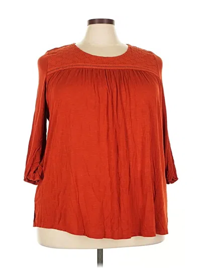 Pre-owned Suzanne Betro 3/4 Sleeve Blouse In Orange
