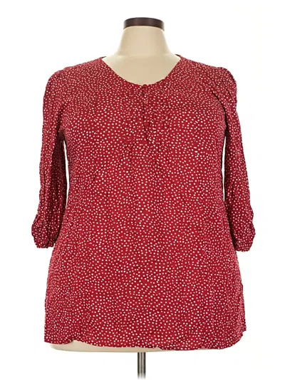 Pre-owned Suzanne Betro 3/4 Sleeve Blouse In Red