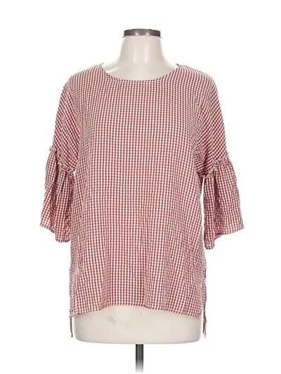 Pre-owned Suzanne Betro 3/4 Sleeve Blouse In Red