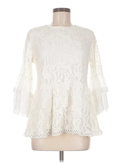 Pre-owned Suzanne Betro 3/4 Sleeve Blouse In White
