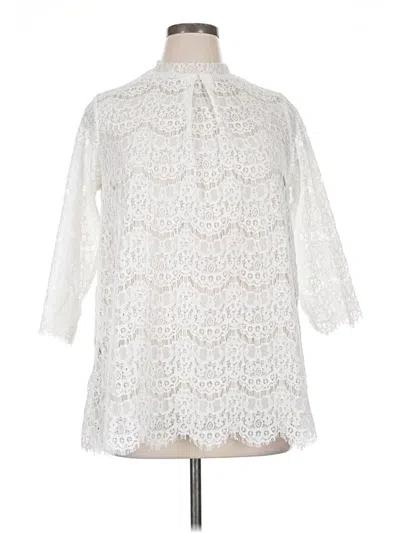 Pre-owned Suzanne Betro 3/4 Sleeve Blouse In White