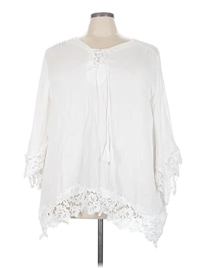 Pre-owned Suzanne Betro 3/4 Sleeve Blouse In White