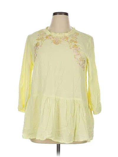 Pre-owned Suzanne Betro 3/4 Sleeve Blouse In Yellow