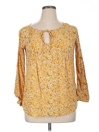 Pre-owned Suzanne Betro 3/4 Sleeve Blouse In Yellow