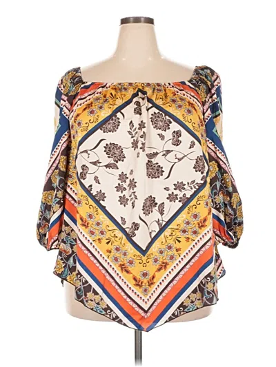 Pre-owned Suzanne Betro 3/4 Sleeve Blouse In Yellow