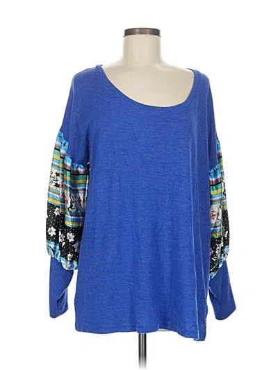 Pre-owned Suzanne Betro 3/4 Sleeve T-shirt In Blue