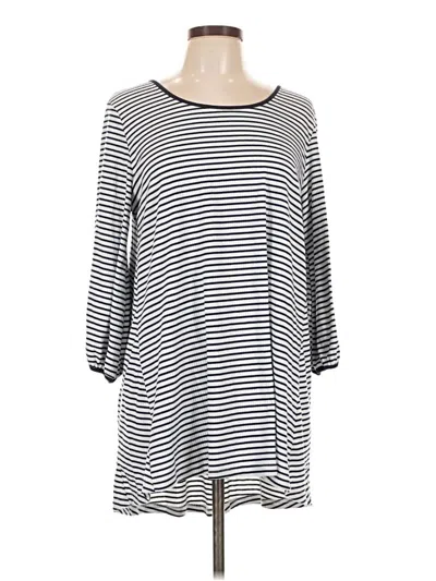 Pre-owned Suzanne Betro 3/4 Sleeve Top Gray Boatneck Tops