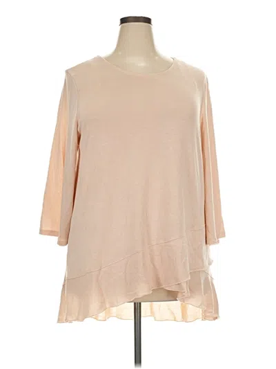 Suzanne Betro 3/4 Sleeve Top Tan Cold Shoulder Neckline Tops