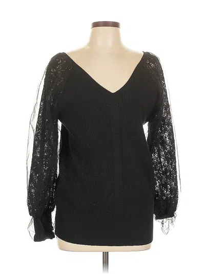 Pre-owned Suzanne Betro Long Sleeve Blouse In Black