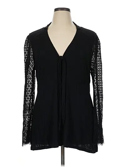 Pre-owned Suzanne Betro Long Sleeve Blouse In Black
