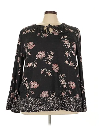 Pre-owned Suzanne Betro Long Sleeve Blouse In Black