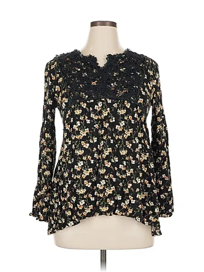 Pre-owned Suzanne Betro Long Sleeve Blouse In Black