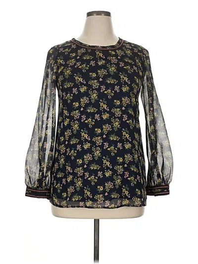 Pre-owned Suzanne Betro Long Sleeve Blouse In Black