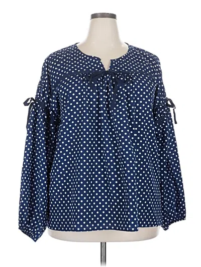 Pre-owned Suzanne Betro Long Sleeve Blouse In Blue