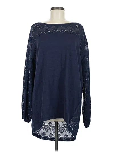 Pre-owned Suzanne Betro Long Sleeve Blouse In Blue