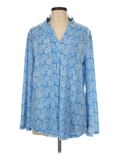 Pre-owned Suzanne Betro Long Sleeve Blouse In Blue