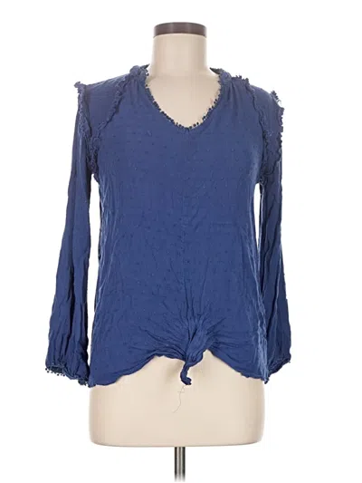 Pre-owned Suzanne Betro Long Sleeve Blouse In Blue