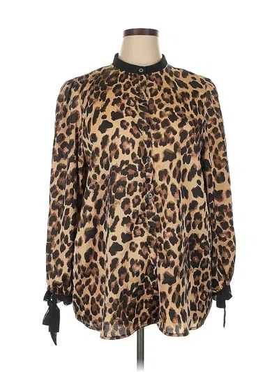 Pre-owned Suzanne Betro Long Sleeve Blouse In Brown