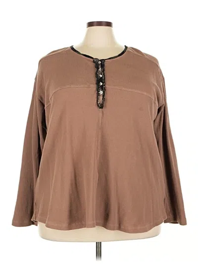Pre-owned Suzanne Betro Long Sleeve Blouse In Brown