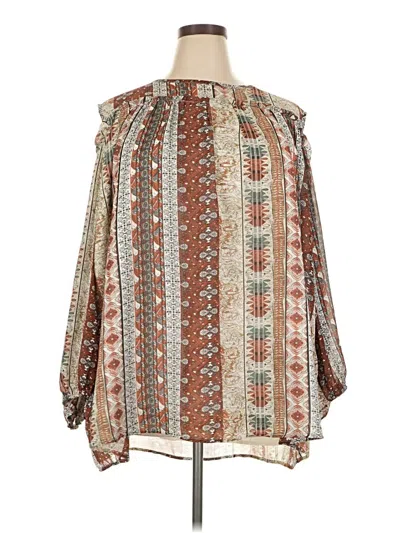 Pre-owned Suzanne Betro Long Sleeve Blouse In Brown