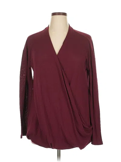 Pre-owned Suzanne Betro Long Sleeve Blouse In Burgundy