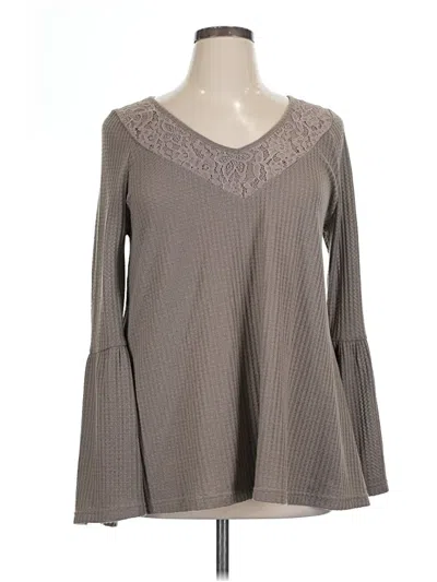 Pre-owned Suzanne Betro Long Sleeve Blouse In Gray