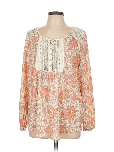 Pre-owned Suzanne Betro Long Sleeve Blouse In Orange