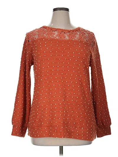 Pre-owned Suzanne Betro Long Sleeve Blouse In Orange
