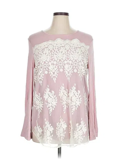 Pre-owned Suzanne Betro Long Sleeve Blouse In Pink