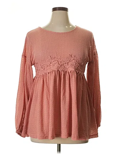 Pre-owned Suzanne Betro Long Sleeve Blouse In Pink
