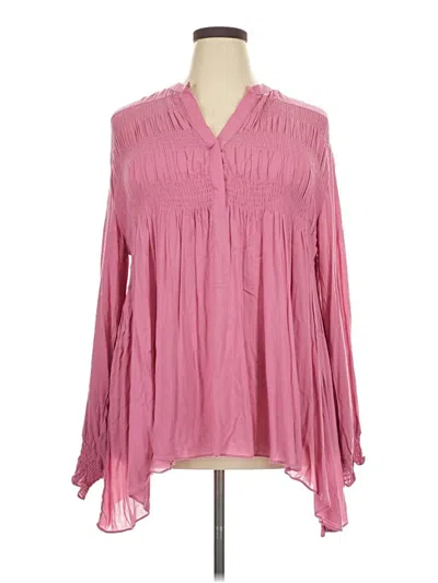 Pre-owned Suzanne Betro Long Sleeve Blouse In Pink