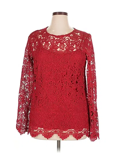Pre-owned Suzanne Betro Long Sleeve Blouse In Red